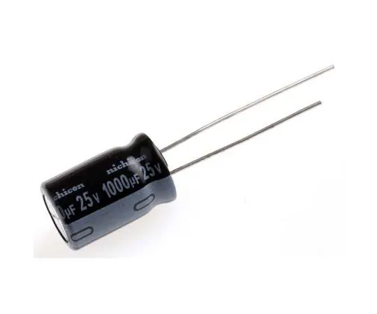 63-7782-53　Nichicon 1000μF 25V dc Aluminium Electrolytic Capacitor, Through Hole 10 (Dia.) x 16mm +105°C 10mm 5mm　UVY1E102MPD