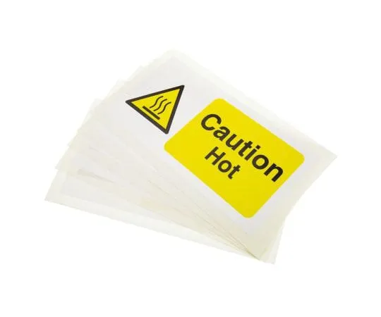 63-7965-94　RS PRO Hot Surface Hazard Label (English), Black/White/Yellow Self-Adhesive Vinyl　776-0982