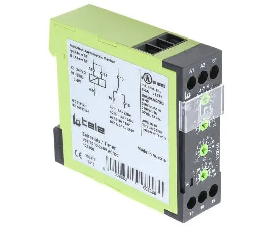 63-7998-51　Tele Interval Multi Function Timer Relay, Screw, 0.05 → 1 s, 0.15 → 3 s, 0.5 → 10 h, 0.5 →　V2ZI10 12-240V AC/DC