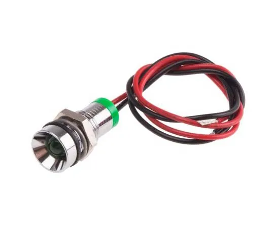 63-7761-07　RS PRO Green Indicator, 2 V dc, 8mm Mounting Hole Size, Lead Wires Termination, IP67　723-9312