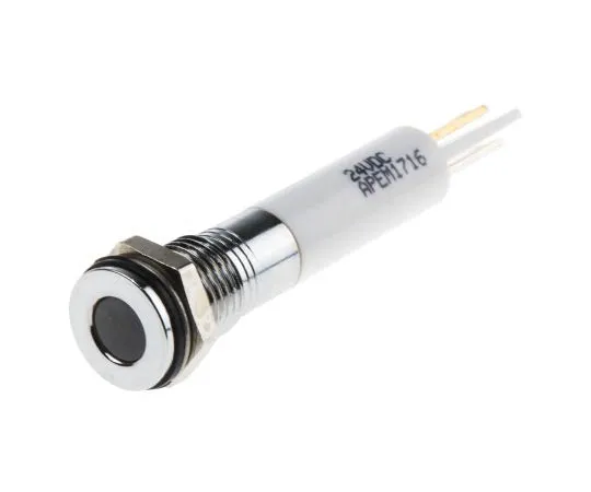 63-8037-13　RS PRO White Indicator, 24 V dc, 8mm Mounting Hole Size, Faston, Solder Lug Termination, IP67　838-5602