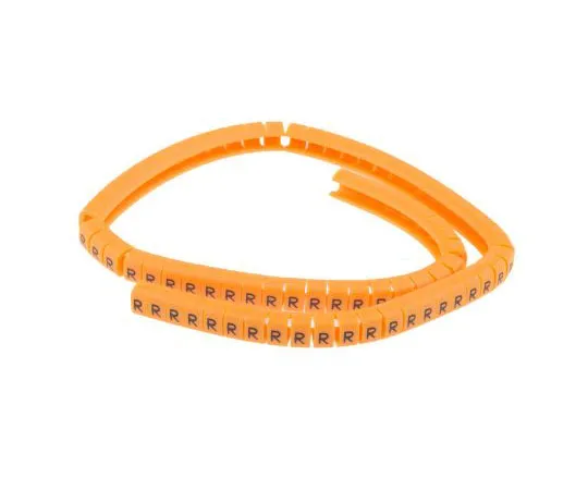 63-8016-66　RS PRO Snap On Cable Marker, Pre-printed R Black on Orange 4 → 5mm Dia. Range　812-1486