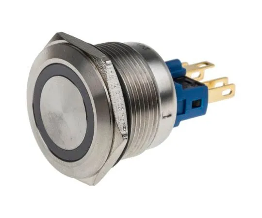 63-8015-28　RS PRO Single Pole Double Throw (SPDT) Momentary White LED Push Button Switch, IP65, IP67, 22 (Dia.)mm, Panel Mount,　811-8550