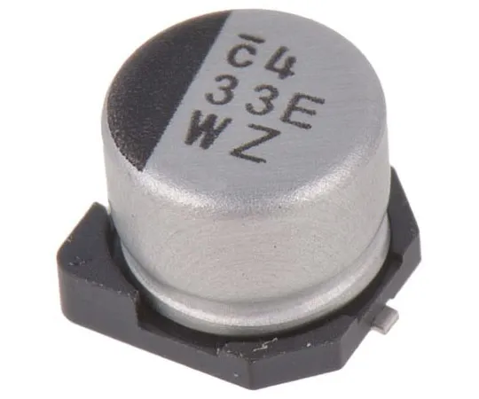 63-8040-21　Nichicon 33μF 25V dc Aluminium Electrolytic Capacitor, Surface Mount 6.3 (Dia.) x 5.4mm +105°C 6.3mm 2.2mm　UWZ1E330MCL1GB