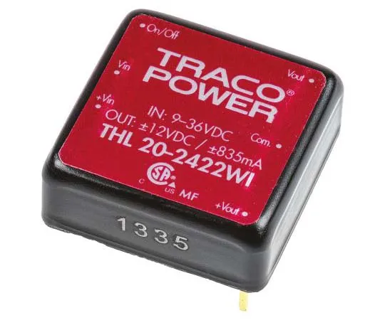 63-7773-54　TRACOPOWER THL 20WI 20W Isolated DC-DC Converter Through Hole, Voltage in 9 → 36 V dc, Voltage out ±12V dc　THL 20-2422WI