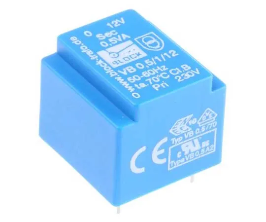63-7770-37　12V ac 1 Output Through Hole PCB Transformer, 0.5VA　VB 0,5/1/12