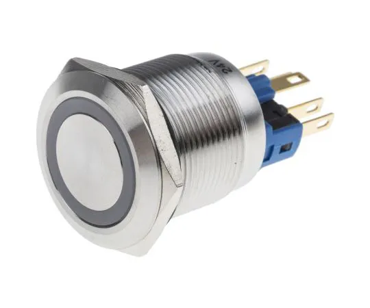 63-8015-21　RS PRO Single Pole Double Throw (SPDT) Latching White LED Push Button Switch, IP65, IP67, 22 (Dia.)mm, Panel Mount,　811-8525