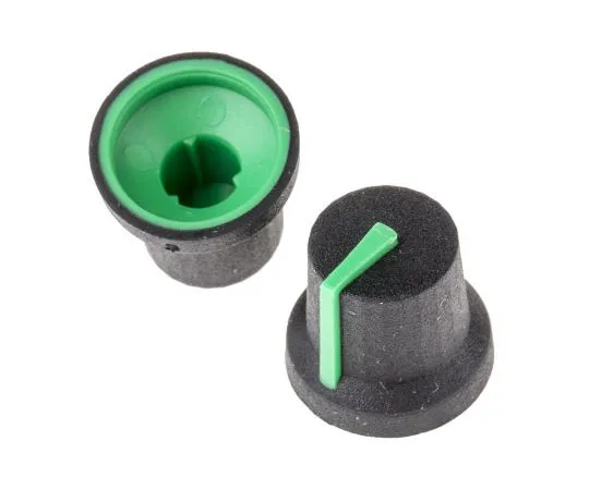 63-7967-42　RS Potentiometer Knob, Push-On Type, 16.8mm Knob Diameter, Black, Splined Shaft Type, 6mm Shaft　777-7338