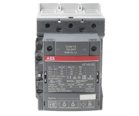 63-8000-71　ABB 3 Pole Contactor, 200 A, 230 V ac Coil, AF Range, 3NO, 75 kW　1SFL447001R1311  AF140-30-11-13