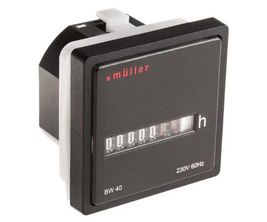 63-7775-95　Muller Hour Counter, 6 digits, Mechanical, Plug In, Screw, Solder Connection, 230 V ac　BW 40.28 230V 60 Hz
