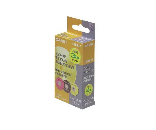 62-1063-49　［Discontinued］Casio Ink Ribbon Cassette for DISC Title Printing x 3 (Silver Characters)　TR-18SR-3P