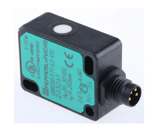 63-7962-58　Pepperl + Fuchs Ultrasonic Sensor Block M8 x 1, 0 → 250 mm, PNP-NO, M8 - 4 Pin IP67　UBR250-F77-E2-V31