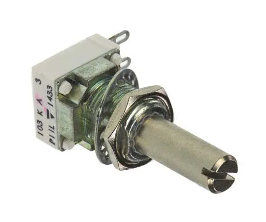 63-7789-95　Vishay 1 Gang Rotary Cermet Potentiometer with a 6 mm Dia. Shaft, 10kΩ, ±10%, 0.1W, Linear P11L1V0FLSY00103KA　P11L1V0FLSY00103KA