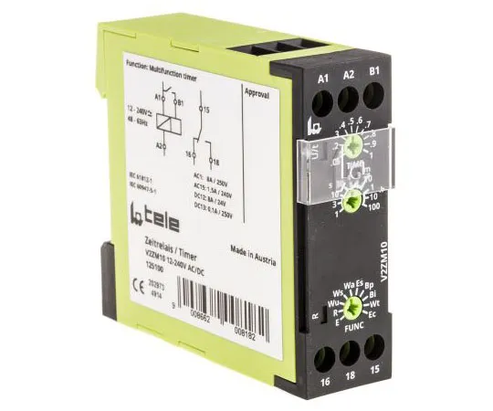 63-7998-48　Tele Interval Multi Function Timer Relay, Screw, 0.05 → 1 s, 0.15 → 3 s, 0.5 → 10 h, 0.5 →　V2ZM10 12-240V AC/DC