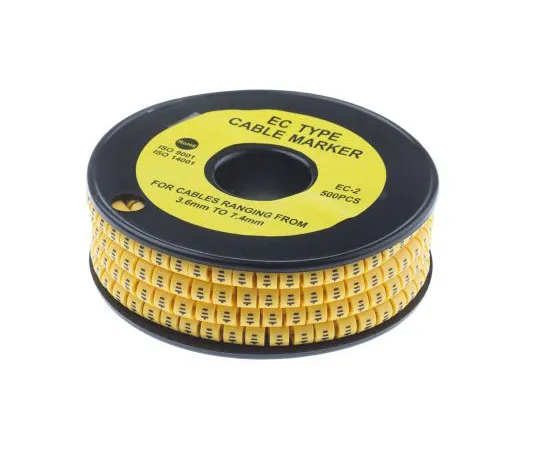 63-8015-96　RS Slide On Cable Marker, Pre-printed Earth Black on Yellow 3.6 → 7.4mm Dia. Range　812-1063