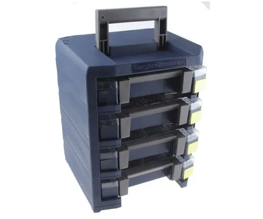 63-7963-43　Raaco 4 Cell Blue Compartment Box, 342mm x 290mm x 247mm　137942