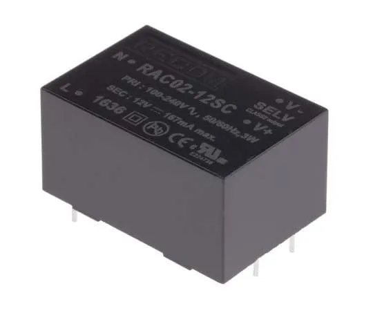 63-7783-47　Recom 2W 1 Output Embedded Switch Mode Power Supply SMPS, 167mA, 12V dc Encapsulated　RAC02-12SC