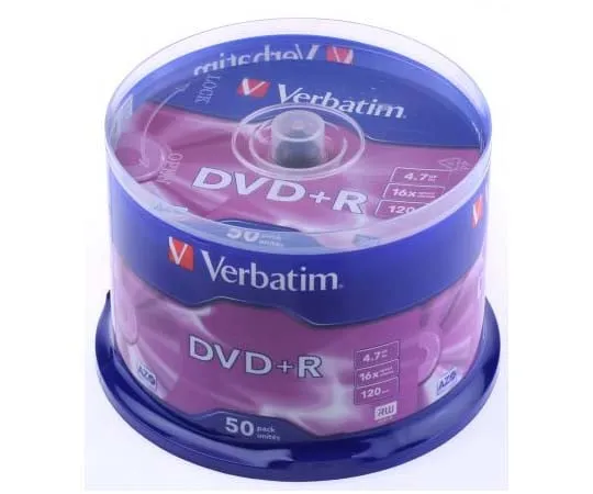 63-7799-25　Verbatim Blank DVD 4.7 GB 16X DVD+R, 50 Pack　43550