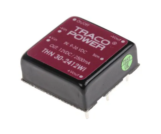 63-7970-40　TRACOPOWER THN 30WI 30W Isolated DC-DC Converter Through Hole, Voltage in 9 → 36 V dc, Voltage out 12V dc　THN 30-2412WI