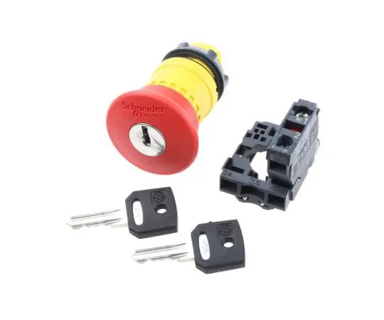 63-7993-38　Schneider Electric Harmony, Red, Key Reset 40mm Mushroom Head Emergency Button　XB5AS9442