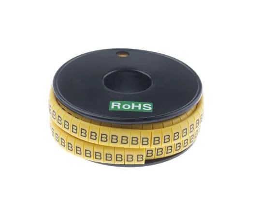 63-8016-07　RS Slide On Cable Marker, Pre-printed B Black on Yellow 3.5 → 7mm Dia. Range　812-1102