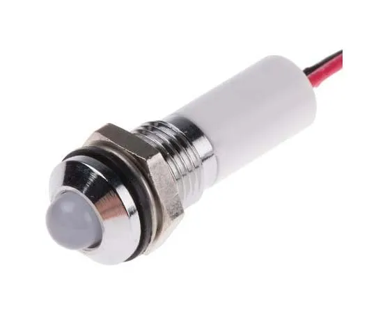63-7761-56　RS PRO White Indicator, 220 V ac, 8mm Mounting Hole Size, Lead Wires Termination, IP67　723-9637