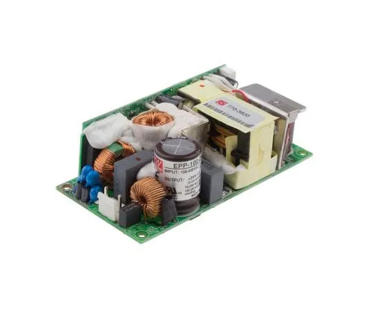 63-7957-80　Mean Well 76.8W 1 Output Embedded Switch Mode Power Supply SMPS, 3.2 A, 4.2 A, 24V dc Open Frame　EPP-100-24