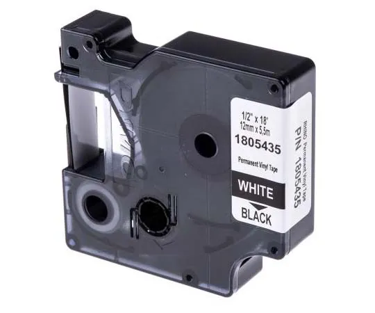 63-7795-09　Dymo White on Black Label Printer Tape, 12 mm Width, 18 ft Length　1805435