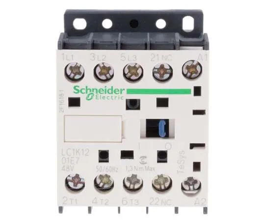63-7792-13　Schneider Electric 3 Pole Contactor, 12 A, 48 V ac Coil, TeSys K, 3NO　LC1K1201E7