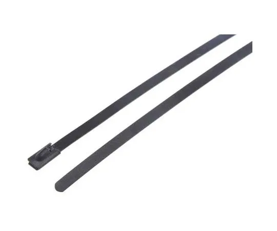 63-7790-27　RS Black Polyester Coated Stainless Steel Roller Ball Cable Tie, 840mm x 4.6 mm　743-6204
