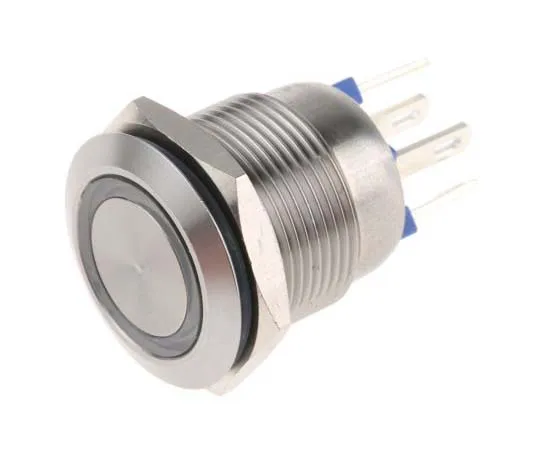 63-7769-01　Bulgin Single Pole Single Throw (SPST) Momentary Blue LED Push Button Switch, IP66, 19.2 (Dia.)mm, Panel Mount, 24V dc　MPI002/28/BL/24