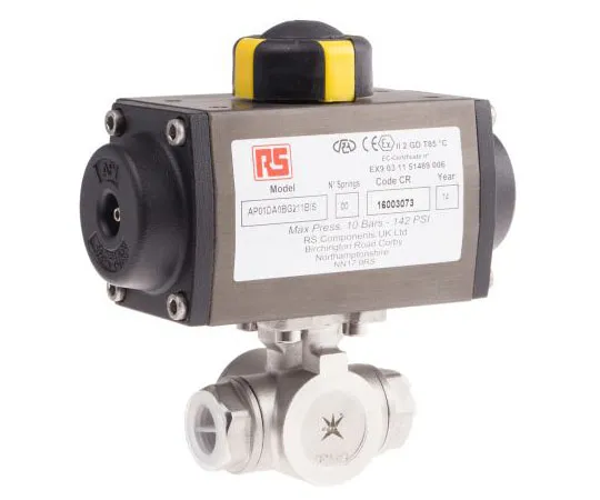 63-7999-51　RS Double Acting Actuator Valve Stainless Steel 3 Way, 1/2in Pipe Size　799-8755