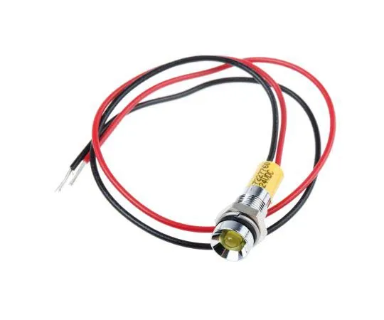 63-7760-52　RS PRO Yellow Indicator, 24 V dc, 6mm Mounting Hole Size, Lead Wires Termination, IP67　722-7760