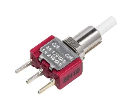 63-7775-54　RS PRO Single Pole Double Throw (SPDT) Latching Push Button Switch, 6.35 (Dia.)mm, PCB, 32/50/125V ac　734-6798