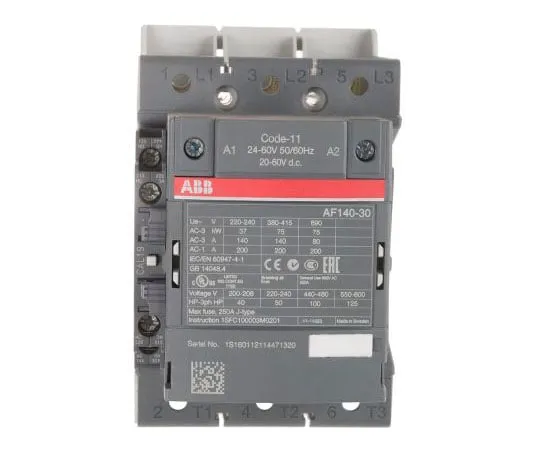 63-8000-69　ABB 3 Pole Contactor, 200 A, 24 V ac/dc Coil, AF Range, 3NO, 75 kW　1SFL447002R1111  AF140-30-11B-11