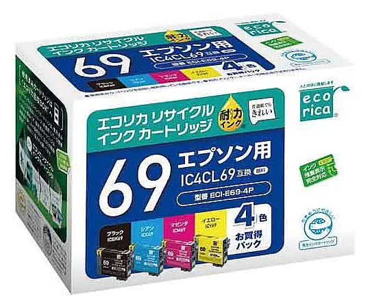 61-0517-96　［Discontinued］Recycled Ink Epson Correspondence IC4cL69 4 Colors Pack　ECI-E69-4P