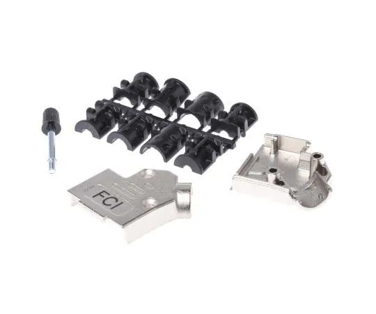 63-7784-22　Amphenol FCI 8655MHR Series Die Cast Zinc Angled D-sub Connector Backshell, 9 Way, Strain Relief　8655MHRA0902KLF