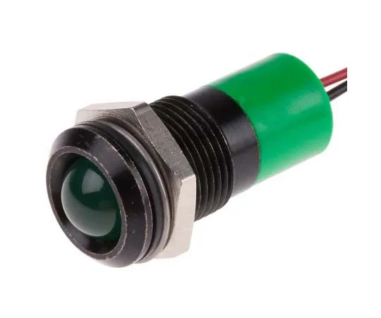 63-7760-38　RS PRO Green Indicator, 24 V dc, 14mm Mounting Hole Size, Lead Wires Termination, IP67　722-7441