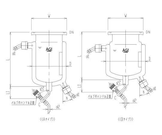 62-2101-63　［Discontinued］Double Tube Separable Reaction Vessel Hose Port Type/With Drain Valve (Greaseless Valve)　3047-0385A-H