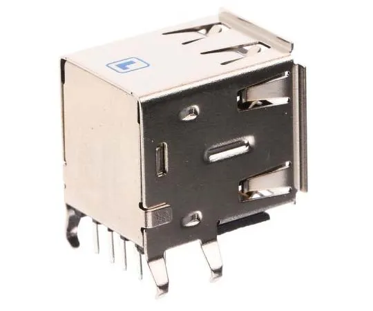 63-7778-84　Lumberg Dual Port Right Angle Through Hole, Version 2.0 Type A USB Connector, Receptacle　2410 09