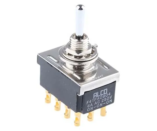 63-7794-35　TE Connectivity Four Pole Double Throw (4PDT) Toggle Switch, On-On-On, Panel Mount　3-6437630-6