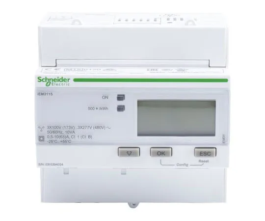 63-7966-51　Schneider Electric iEM3100 LCD Digital Power Meter, 10-Digits, 1, 3 Phase　A9MEM3115