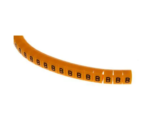 63-8016-52　RS Pro Snap On Cable Marker, Pre-printed B Black on Orange 4 → 5mm Dia. Range　812-1427