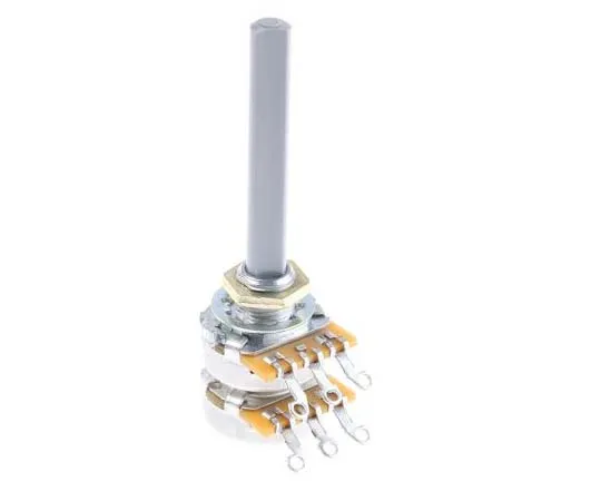 63-7794-70　TE Connectivity 2 Gang Rotary Carbon Potentiometer with a 6.35 mm Dia. Shaft, 47kΩ, ±20%, 0.2W, Logarithmic　27ESB473MMF50NF