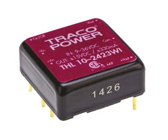 63-7773-39　TRACOPOWER THL 10WI 10W Isolated DC-DC Converter Through Hole, Voltage in 9 → 36 V dc, Voltage out ±15V dc　THL 10-2423WI
