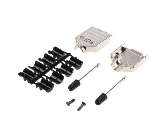 63-7784-06　Amphenol FCI 8655MH Series Die Cast Zinc D-sub Connector Backshell, 9 Way, Strain Relief　8655MH0901BKLF