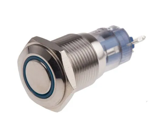 63-8015-12　RS PRO Single Pole Double Throw (SPDT) Momentary Blue LED Push Button Switch, IP65, IP67, 16 (Dia.)mm, Panel Mount,　811-8446