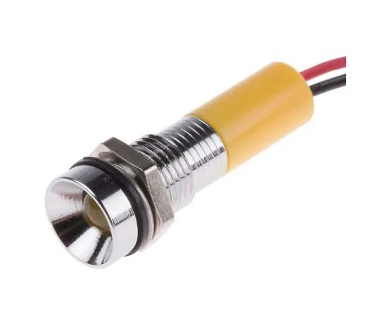 63-7761-19　RS PRO Yellow Indicator, 12 V dc, 8mm Mounting Hole Size, Lead Wires Termination, IP67　723-9416