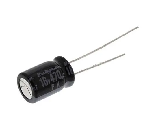 63-7818-06　Rubycon 470μF 16V dc Aluminium Electrolytic Capacitor, Through Hole 8 (Dia.) x 11.5mm +85°C 8mm 3.5mm　16PK470MEFC8X11.5