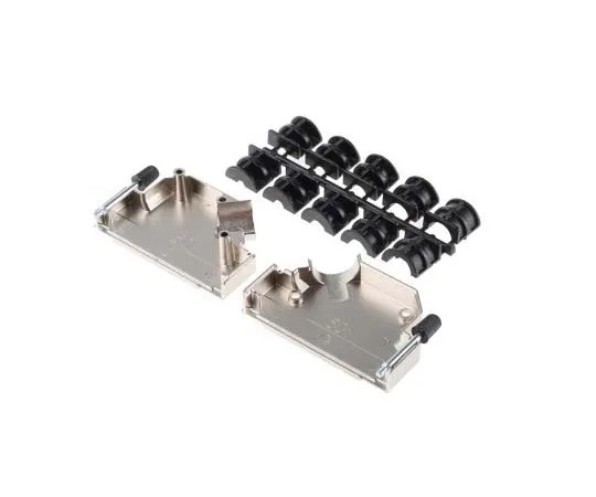 63-7784-26　Amphenol FCI 8655MHR Series Die Cast Zinc Angled D-sub Connector Backshell, 50 Way, Strain Relief　8655MHRA5001KLF